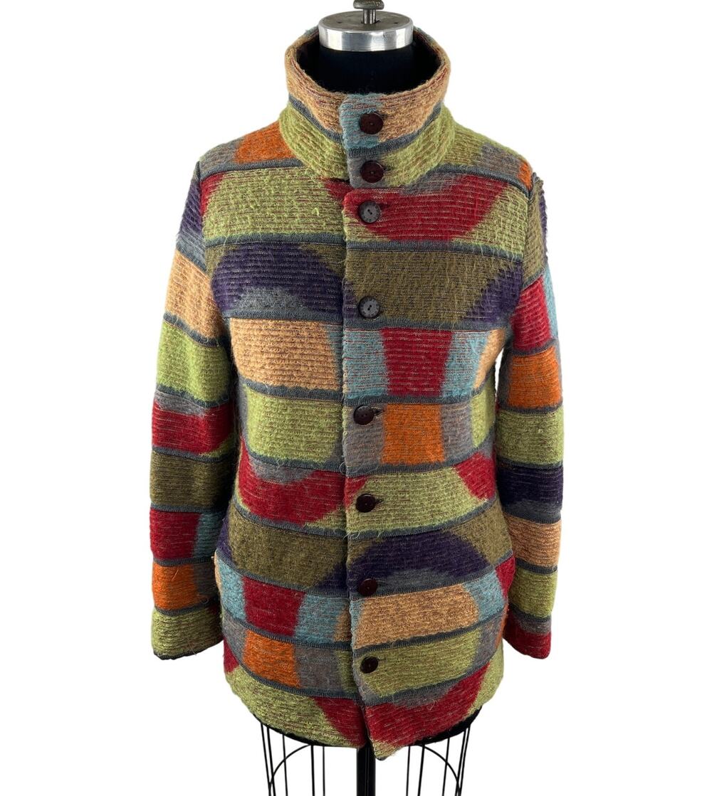 VINTAGE Missoni Sport Multi Reversible Jacket Colorblock High Neck Front-Button
